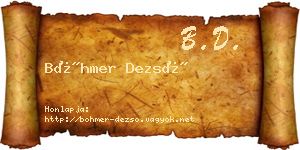 Böhmer Dezső névjegykártya