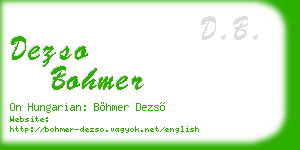 dezso bohmer business card