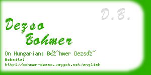 dezso bohmer business card